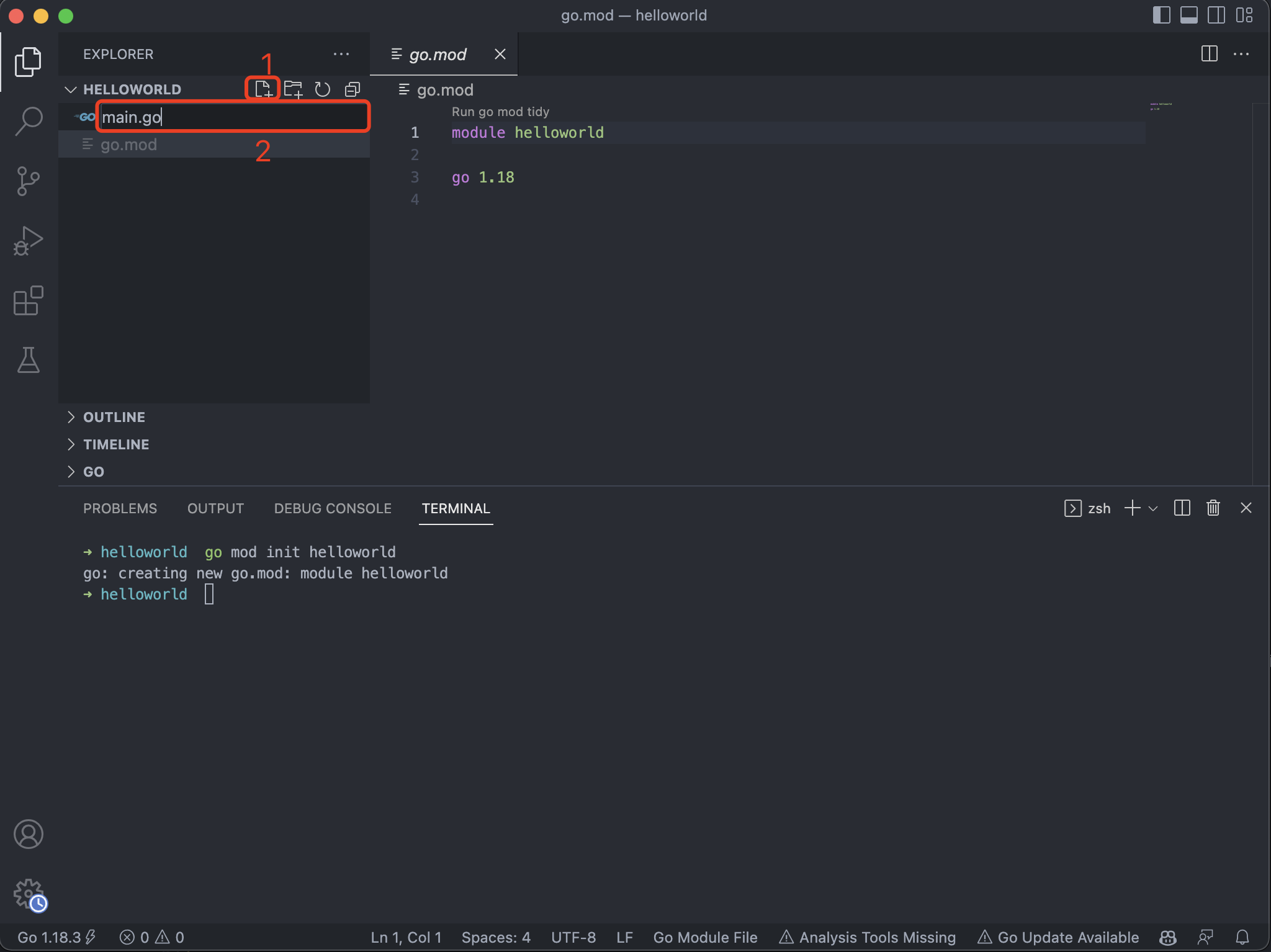创建 main.go create main.go